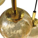Fisher brass and amber glass pendant light 1960