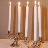 Pair of triangular 3-light candlesticks
