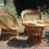 Vintage wicker chairs and table