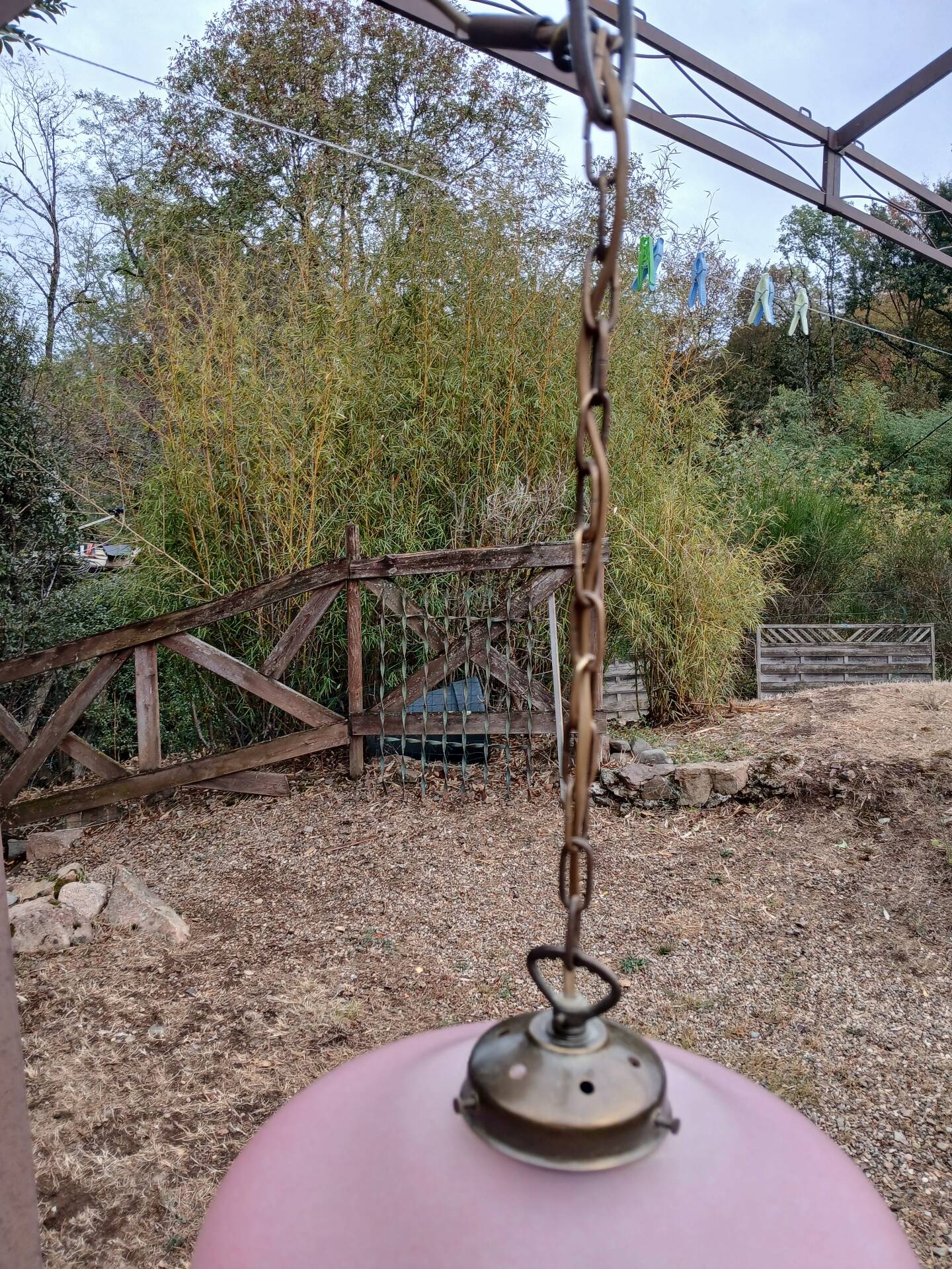 Suspension vintage en verre dépoli