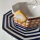 HB Quimper octagonal butter dish, hand-painted graphic design.