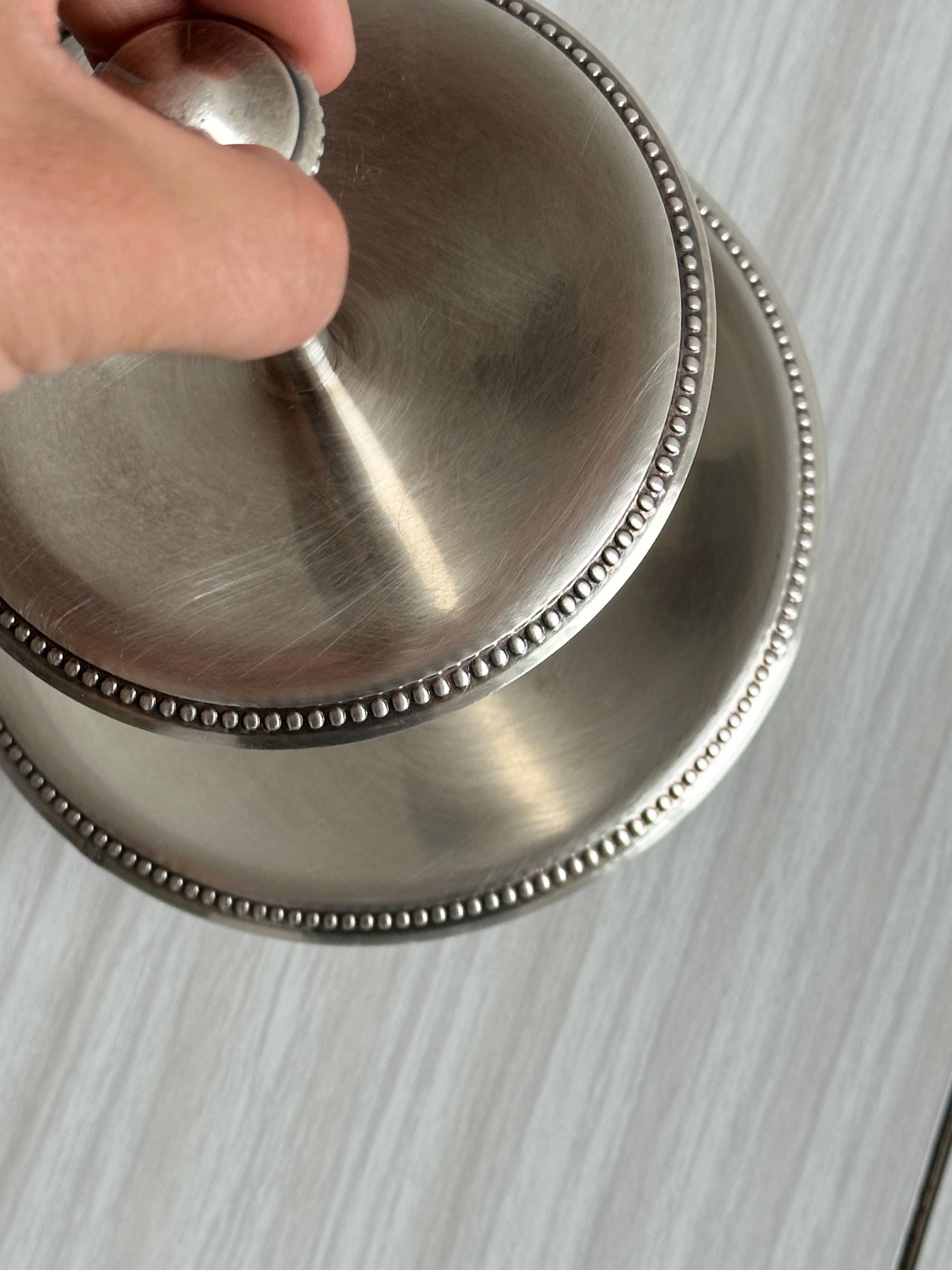 Silver-plated metal tiered dish