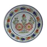 Old Plate Deco QUIMPER HB France Blue Ceramics - Vintage Painted Drawing