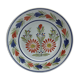 Old Plate Deco QUIMPER HB France Blue Ceramics - Vintage Painted Drawing