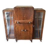 Teak cabinet with two display cabinets and vintage neon lights