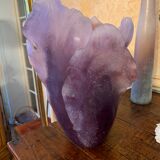 Daum vase flowers in purple glass paste