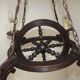 French vintage rustic 4 light wheel chandelier hand