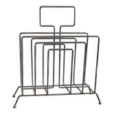 Vintage chrome magazine rack, 70s design - mid-century / space age style