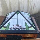 Abat-Jour Plafonnier Carré Type Tiffany – Vitraux Floraux style Art Nouveau