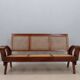 Mid century 3 seater sofa / bench teak wood and Vienna 1950s