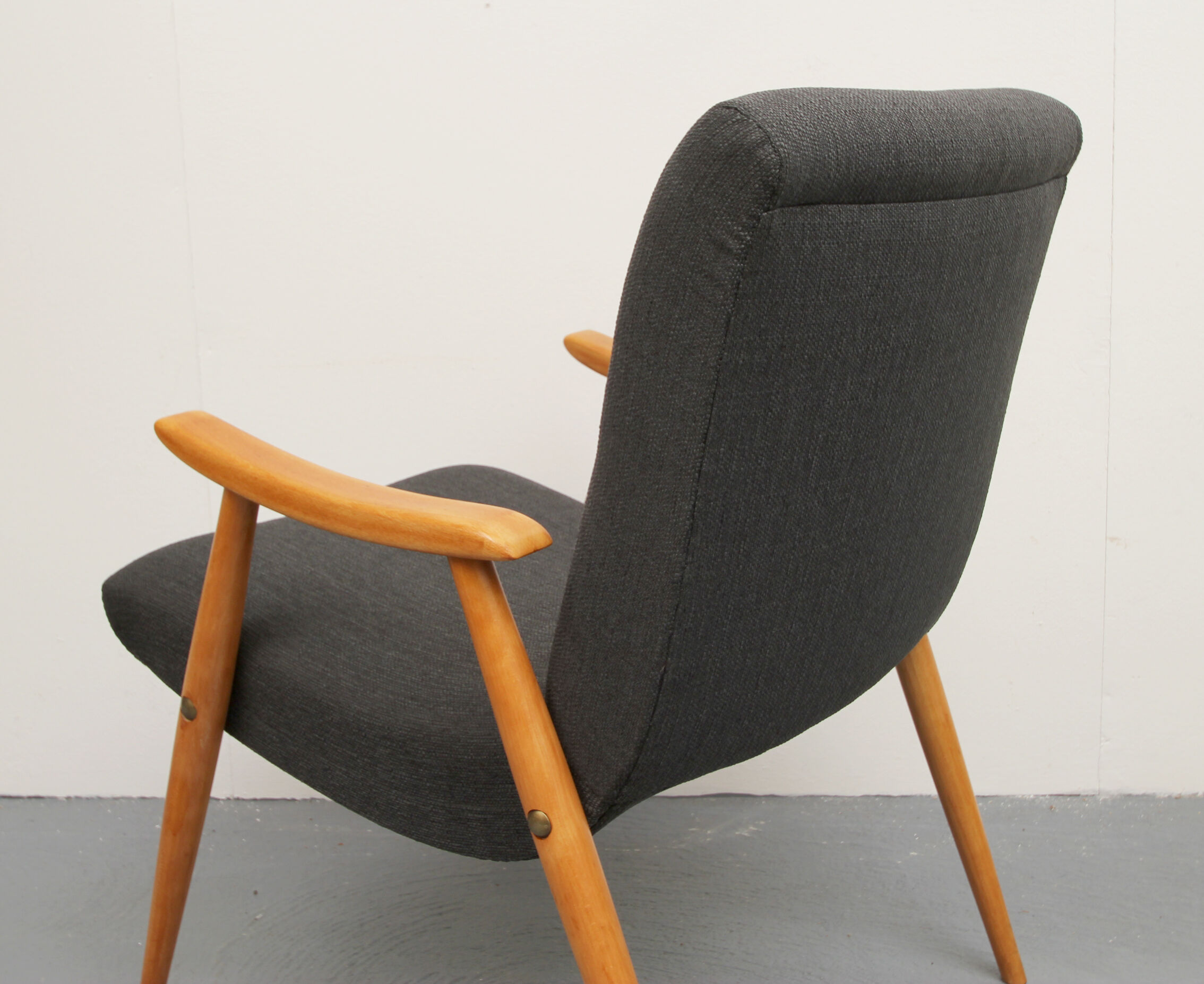 1950s armchair dark-grey, completely restored