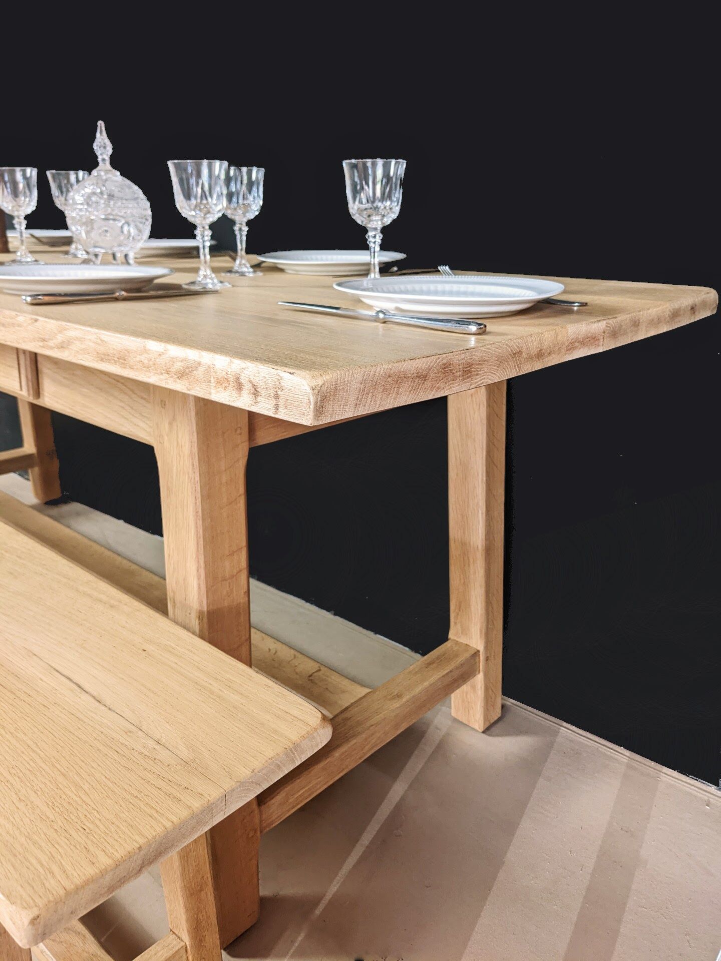 Oak table 2m + 2 benches