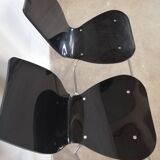 Pair of chairs in smoked plexiglass