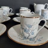 Eight-cup coffee service and creamer, Limoges porcelain, monogrammed