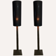 Pair vintage brutalist iron hammered floor or large table lamps, Germany.