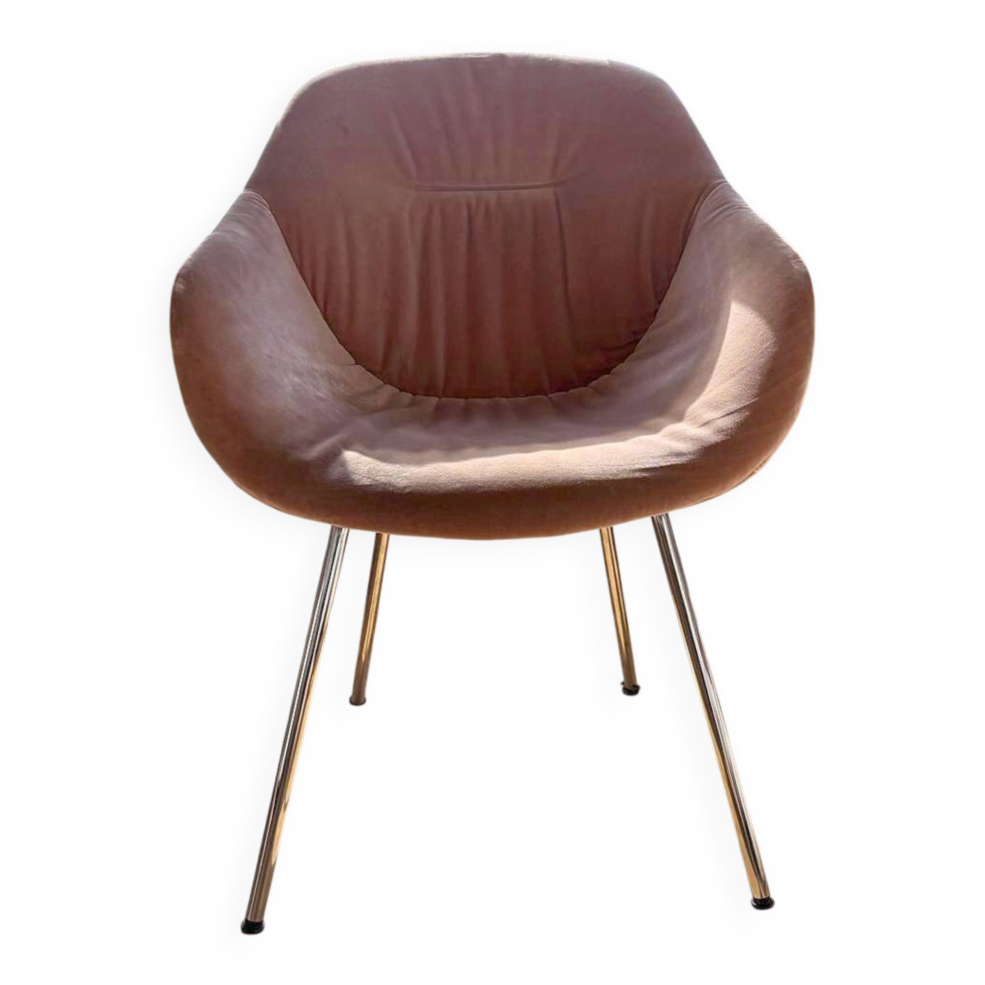 NV Gallery armchair in pink velvet and chrome metal