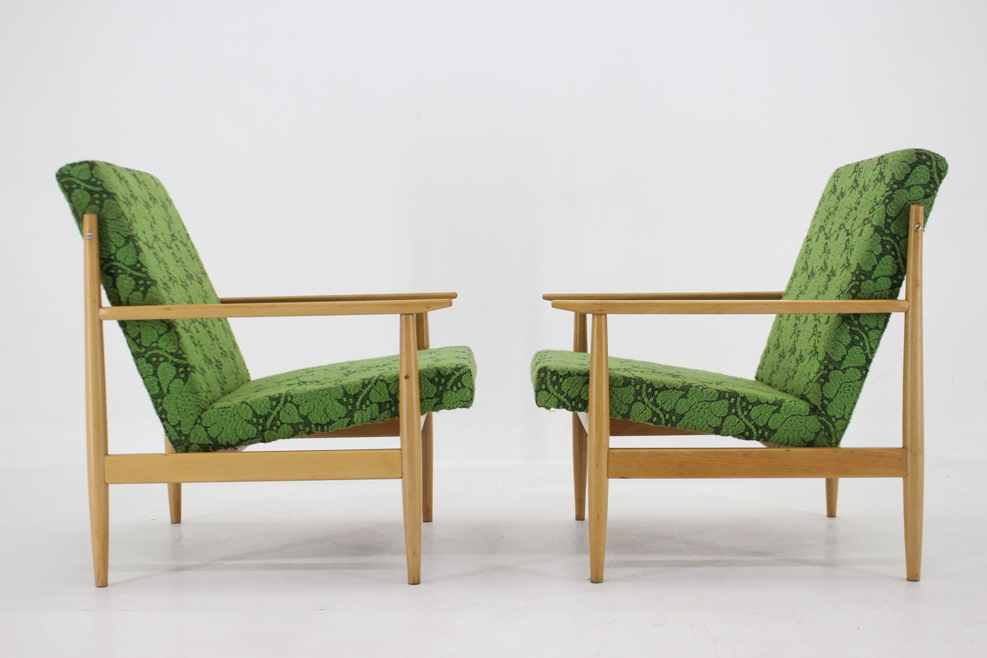 Pair of beech armchairs by ton ,czechoslovakia, 1960