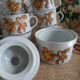 Ensemble 11 tasses à café, sucrier et pichet à lait Wunsiedel Bavaria vintage
