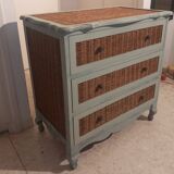 Meuble 3 tiroirs en rotin/ commode