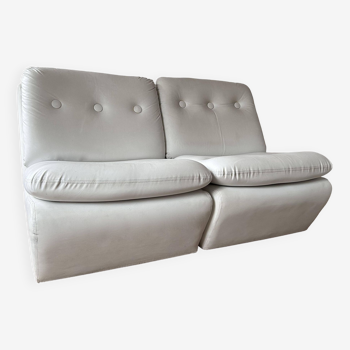 Vintage two-seater modular sofa, off-white, France 1970s