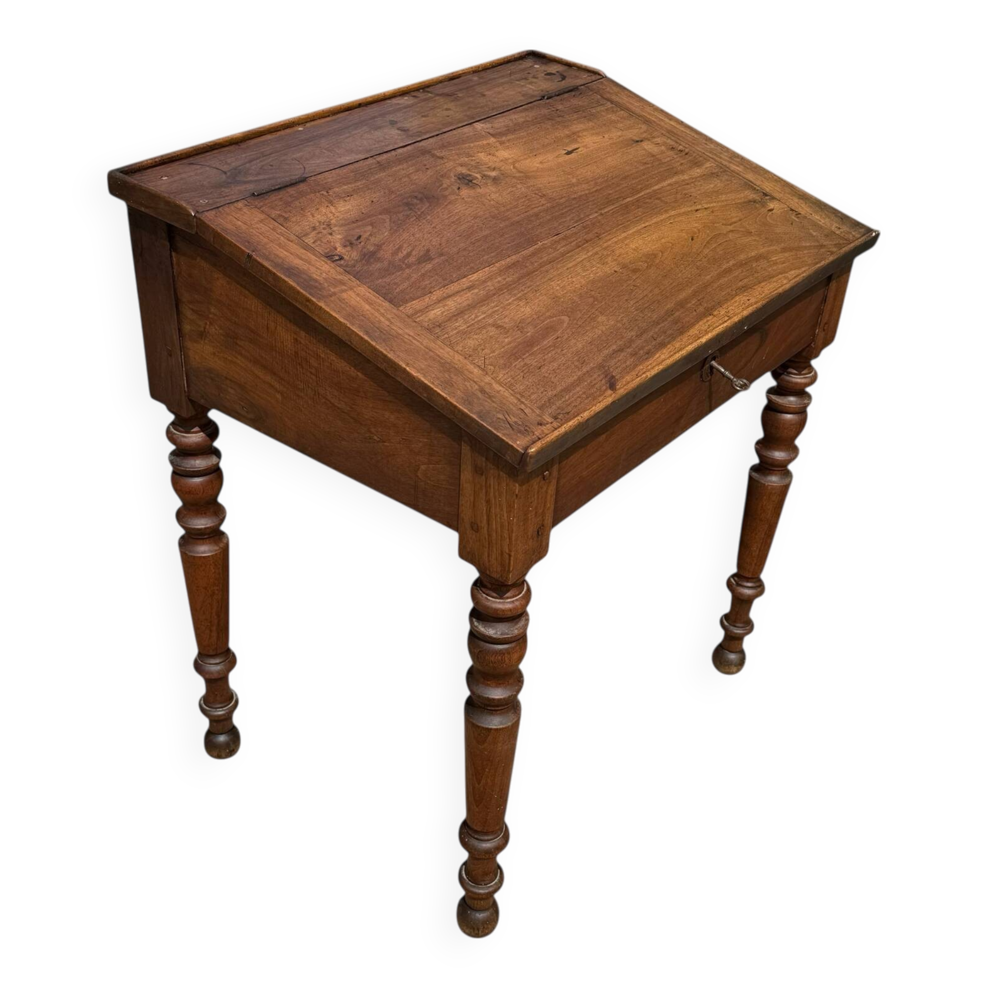 19th century Louis Philippe walnut drop-leaf desk