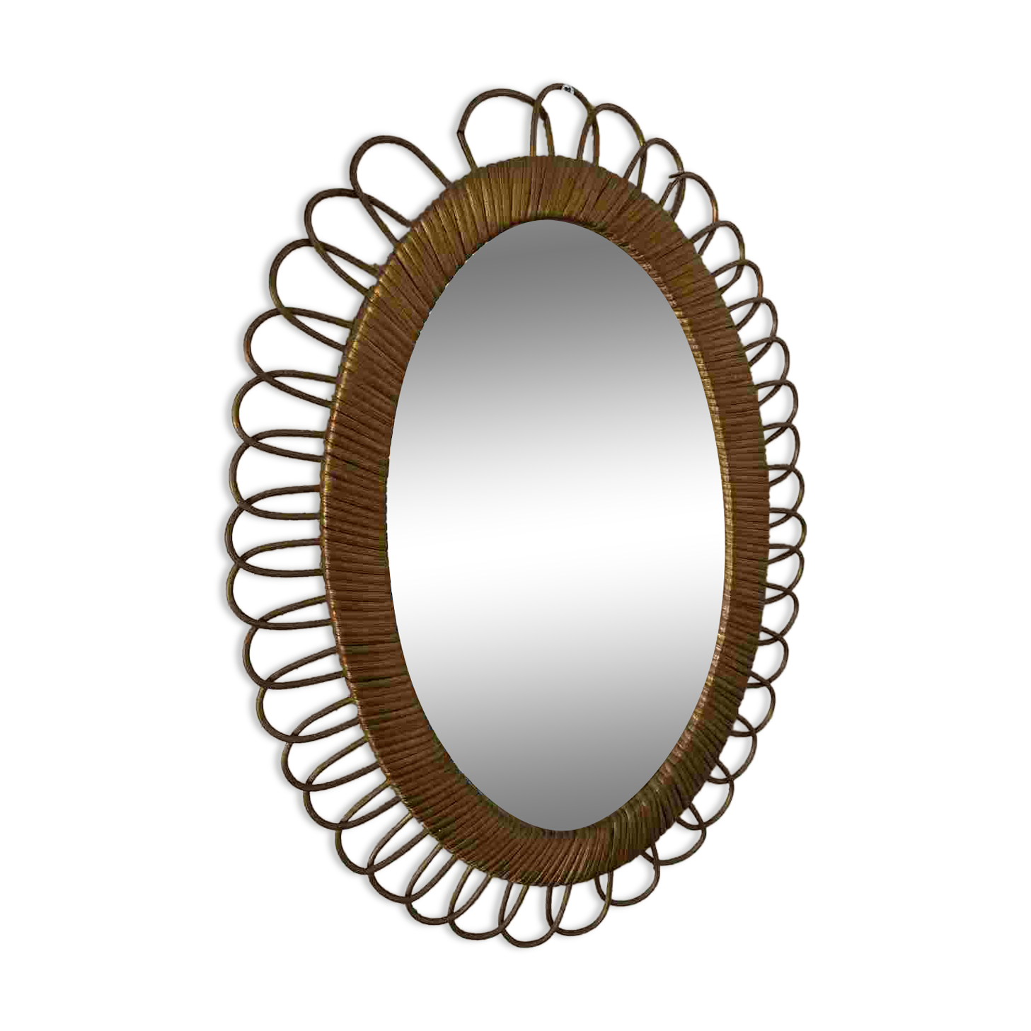 Miroir rotin doré vintage