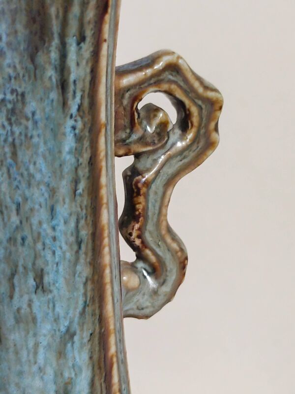 Vase soliflore bouteille chinoise à l'émail flambé