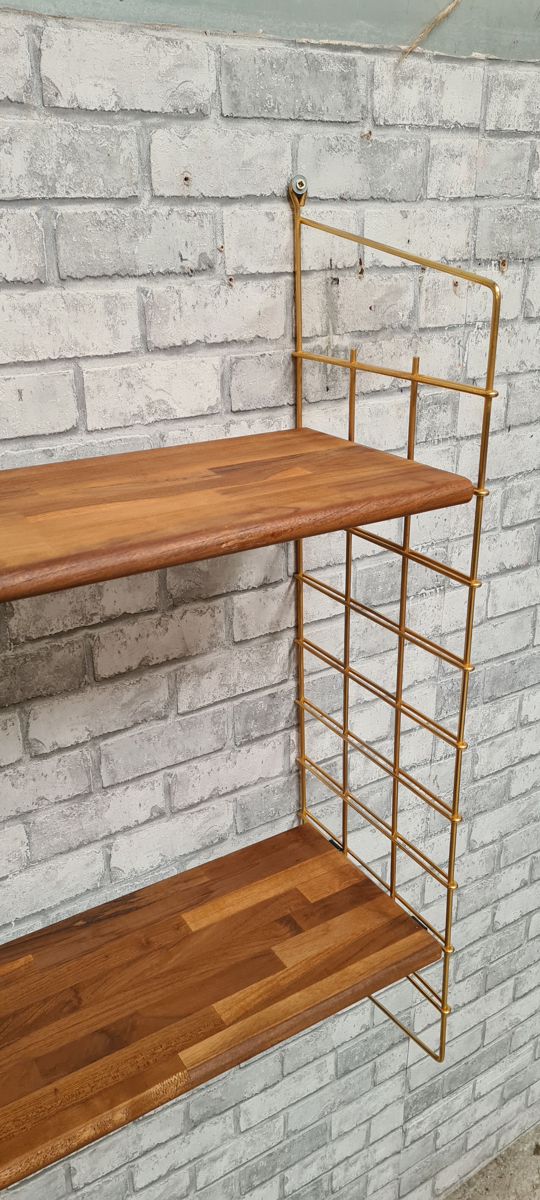 Scandinavian vintage floor 1960 solid exotic wood and chrome metal gold 82x83