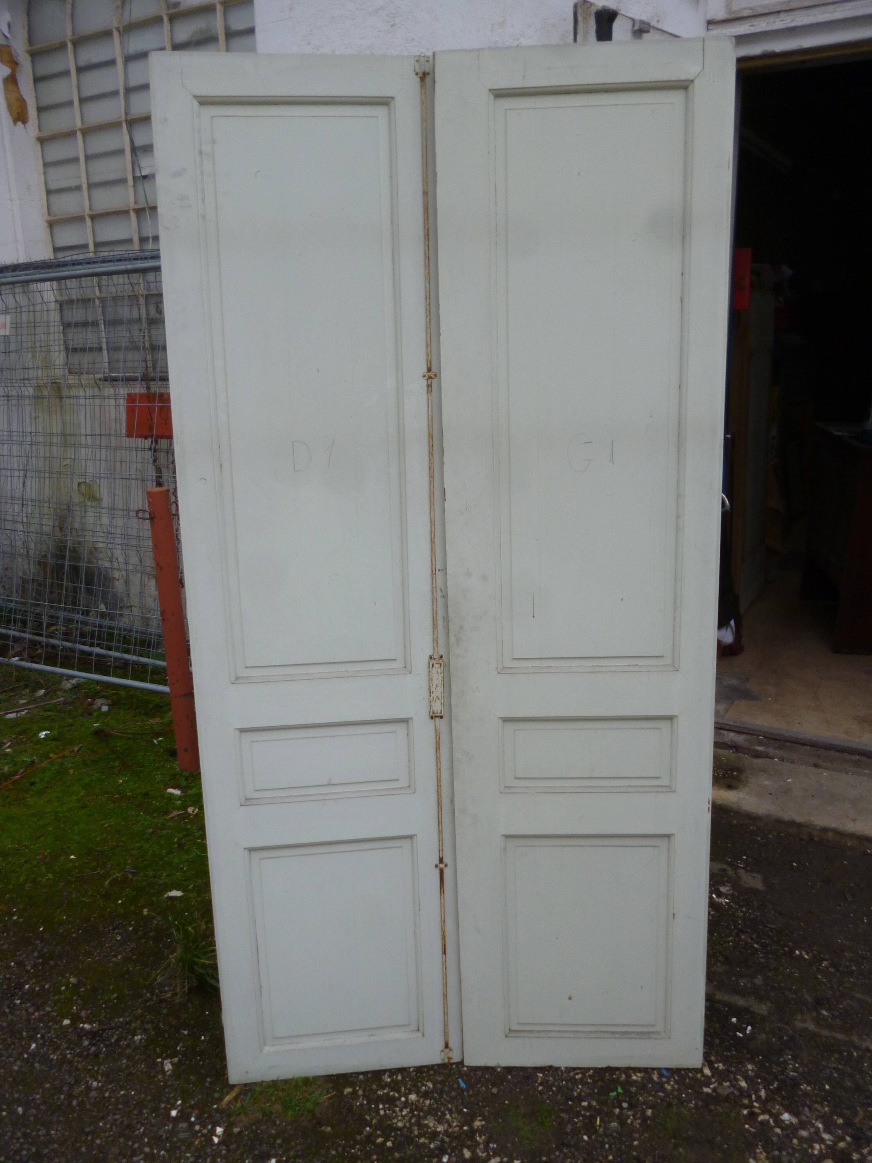 Pair of closet door old green patina