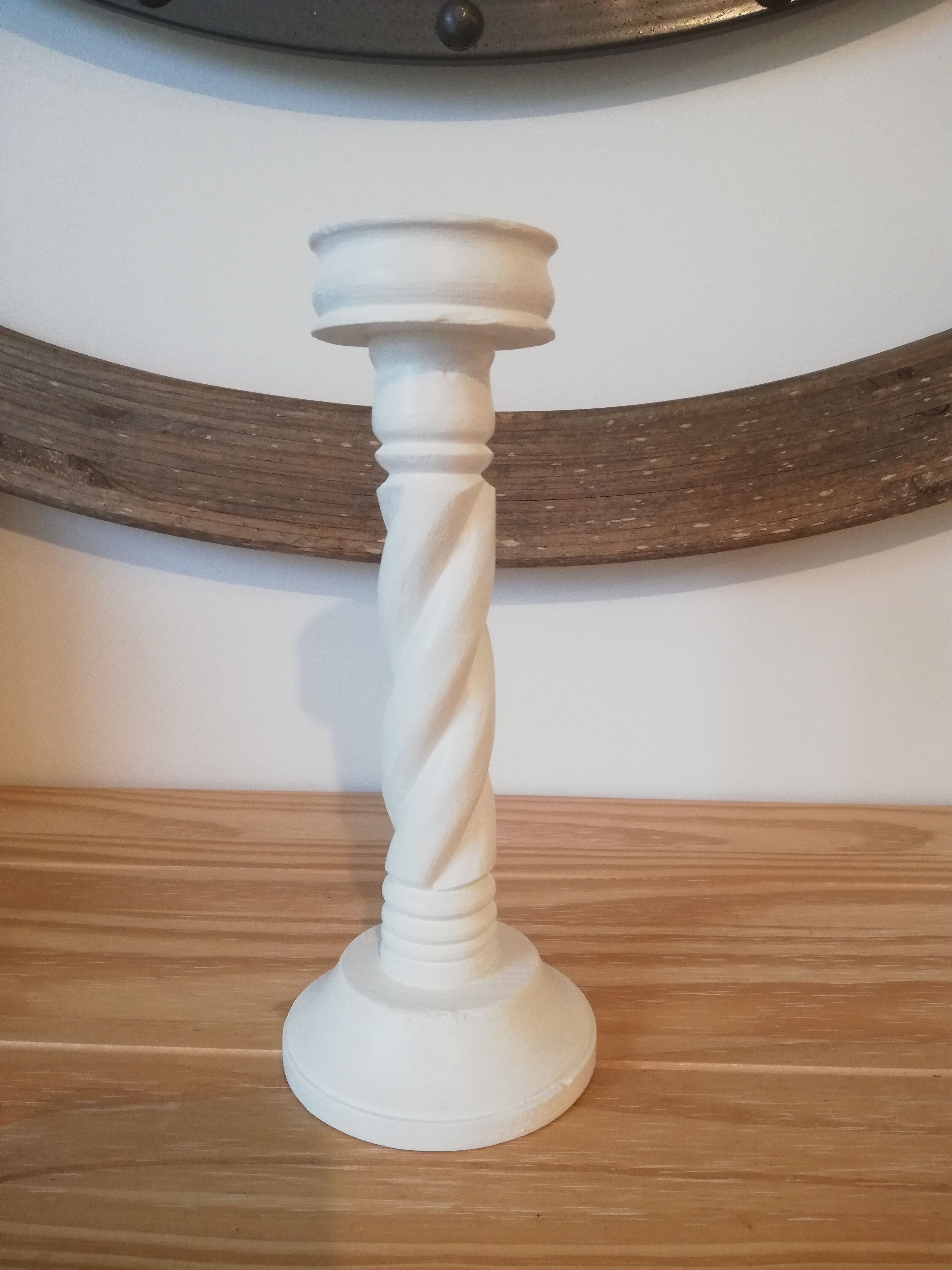 Vintage white wood candle holder