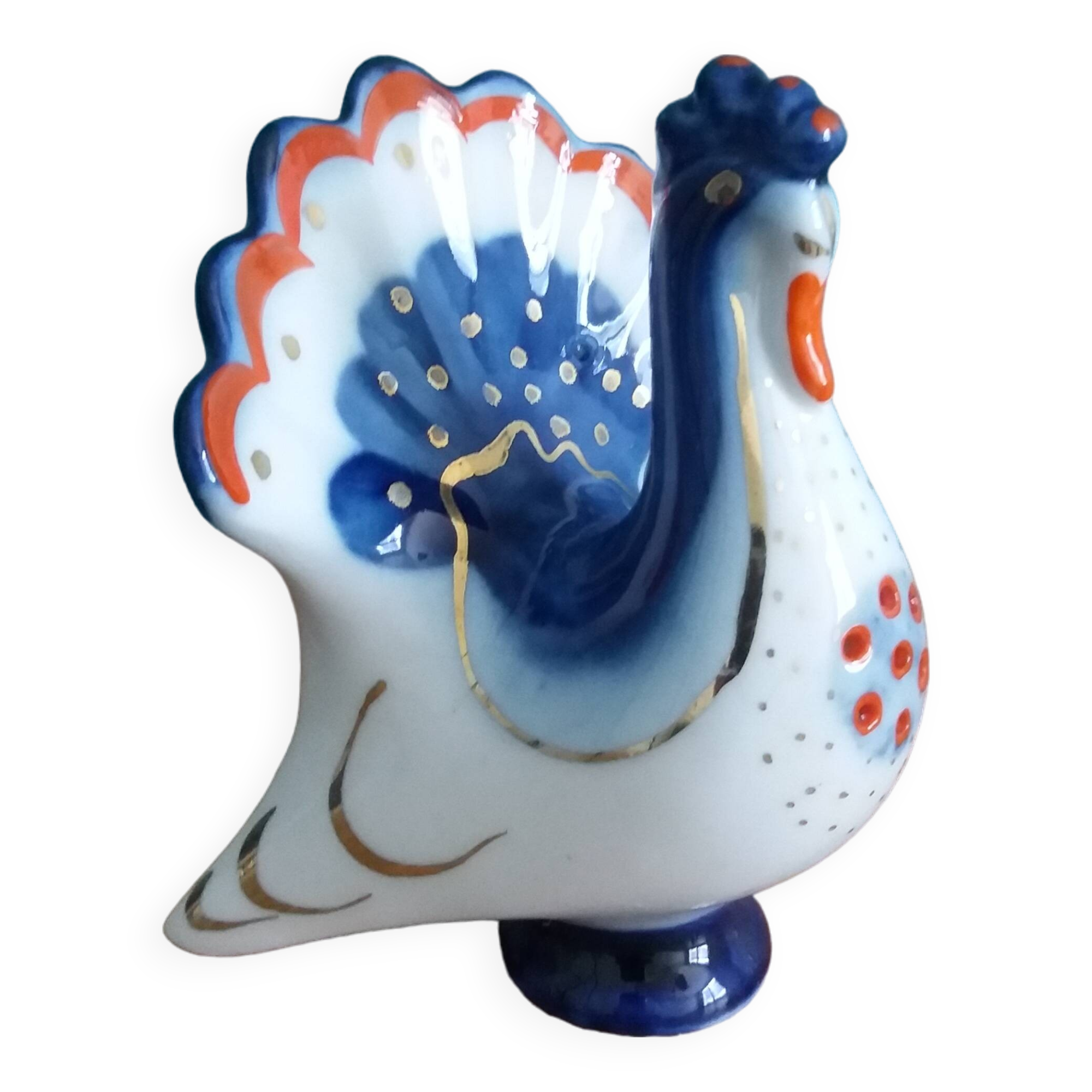 Lomonosov Russian zoomorphic peacock pepper shaker