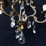 Bronze and crystal 3 light cage chandelier
