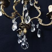 Bronze and crystal 3 light cage chandelier