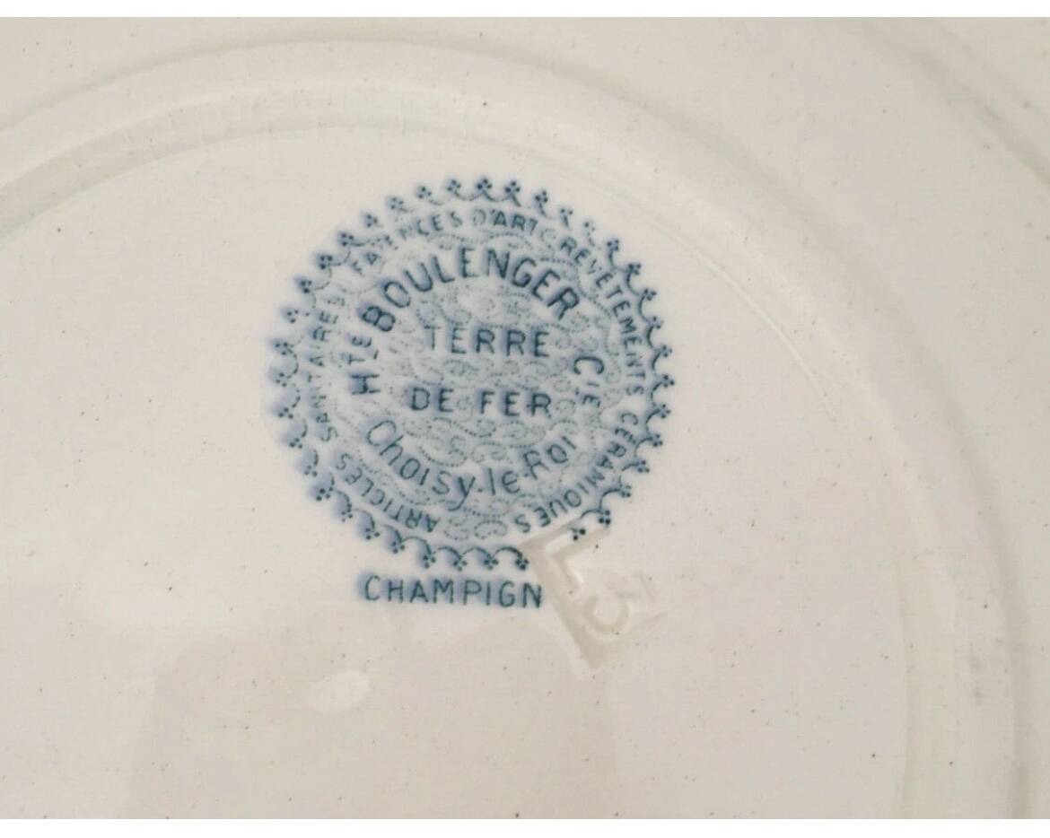 Set of 6 Terre de Fer Champigny pattern soup plates