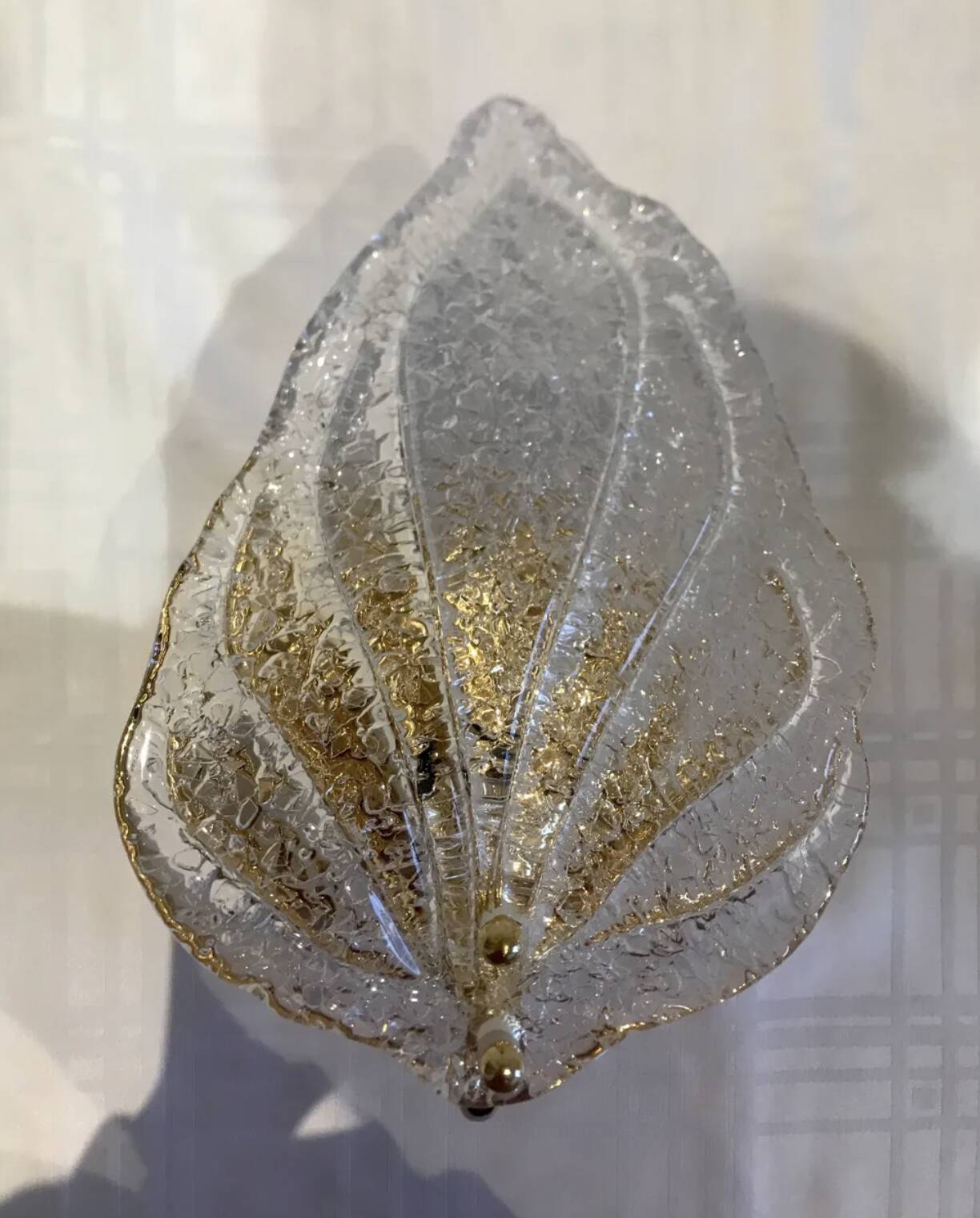 Paire d’appliques feuille verre Murano