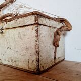 White patinated antique wooden chest