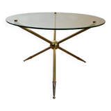 Round tripod designer coffee table in brass
