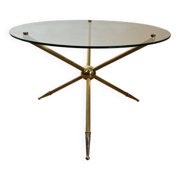 Table basse design ronde tripode en laiton