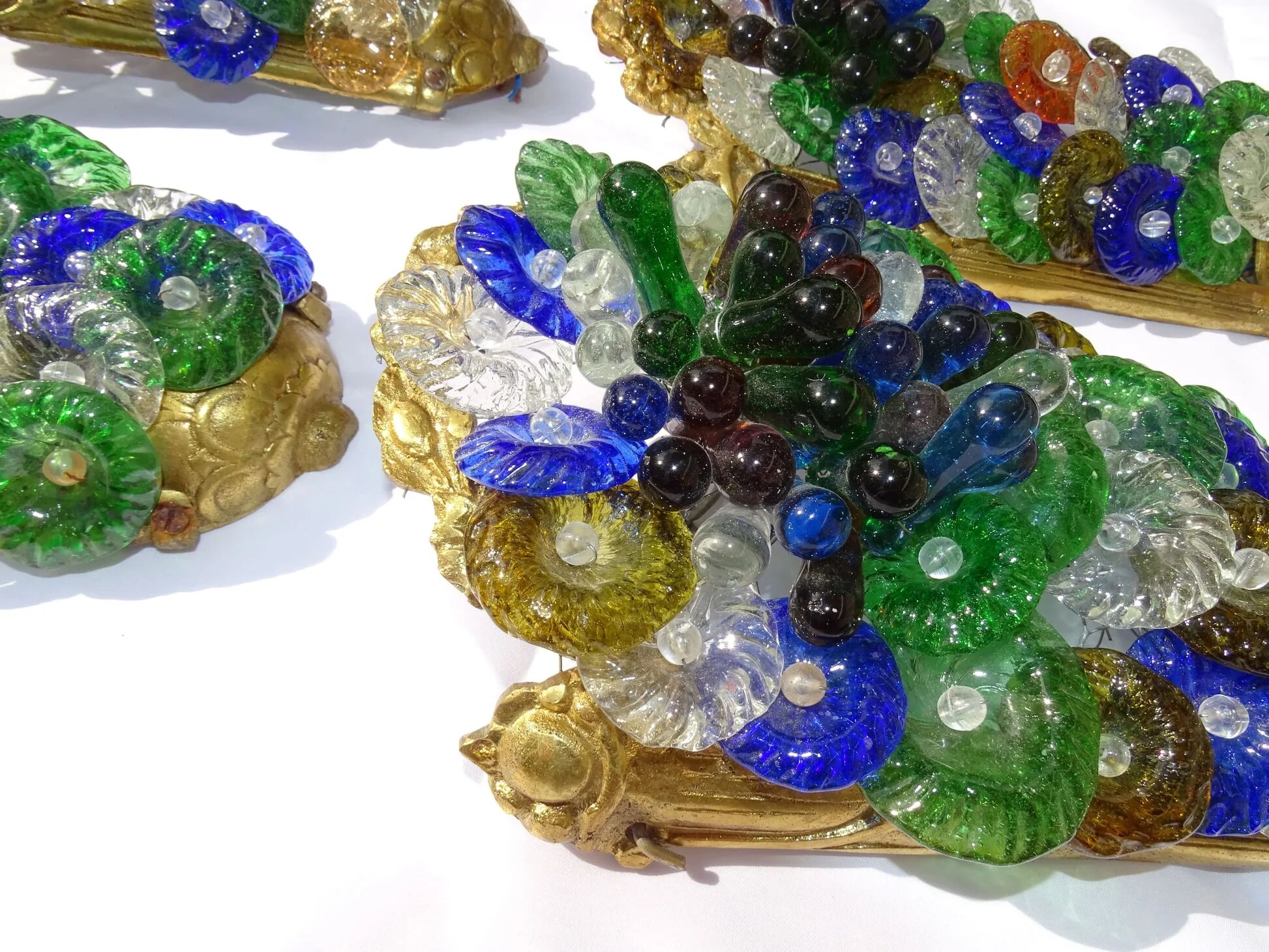 Appliques murales vintage italiennes en verre de Murano, lot de quatre