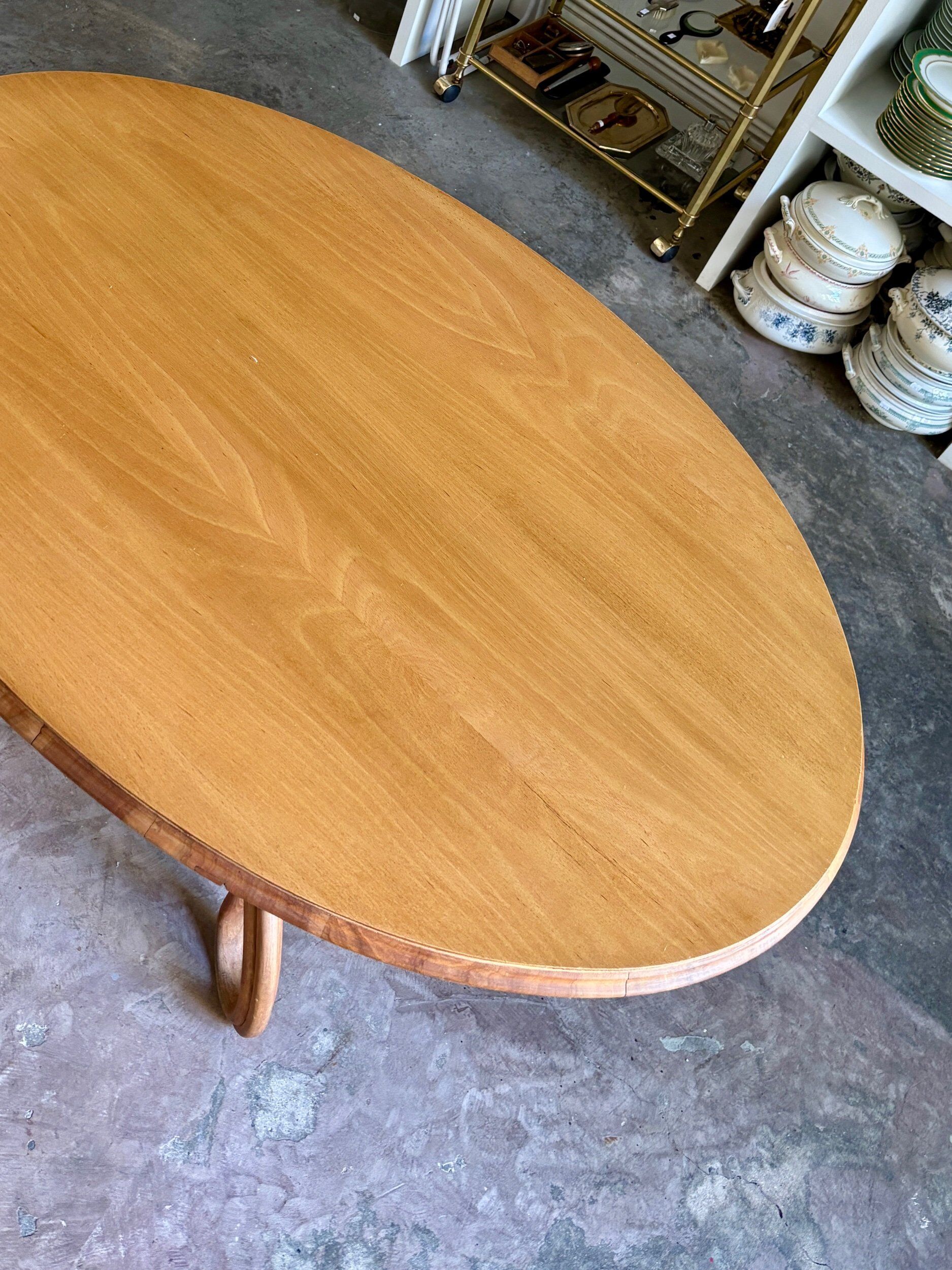 Thonet table no. 3 and 4 bent beech chairs with caning, circa 1890.