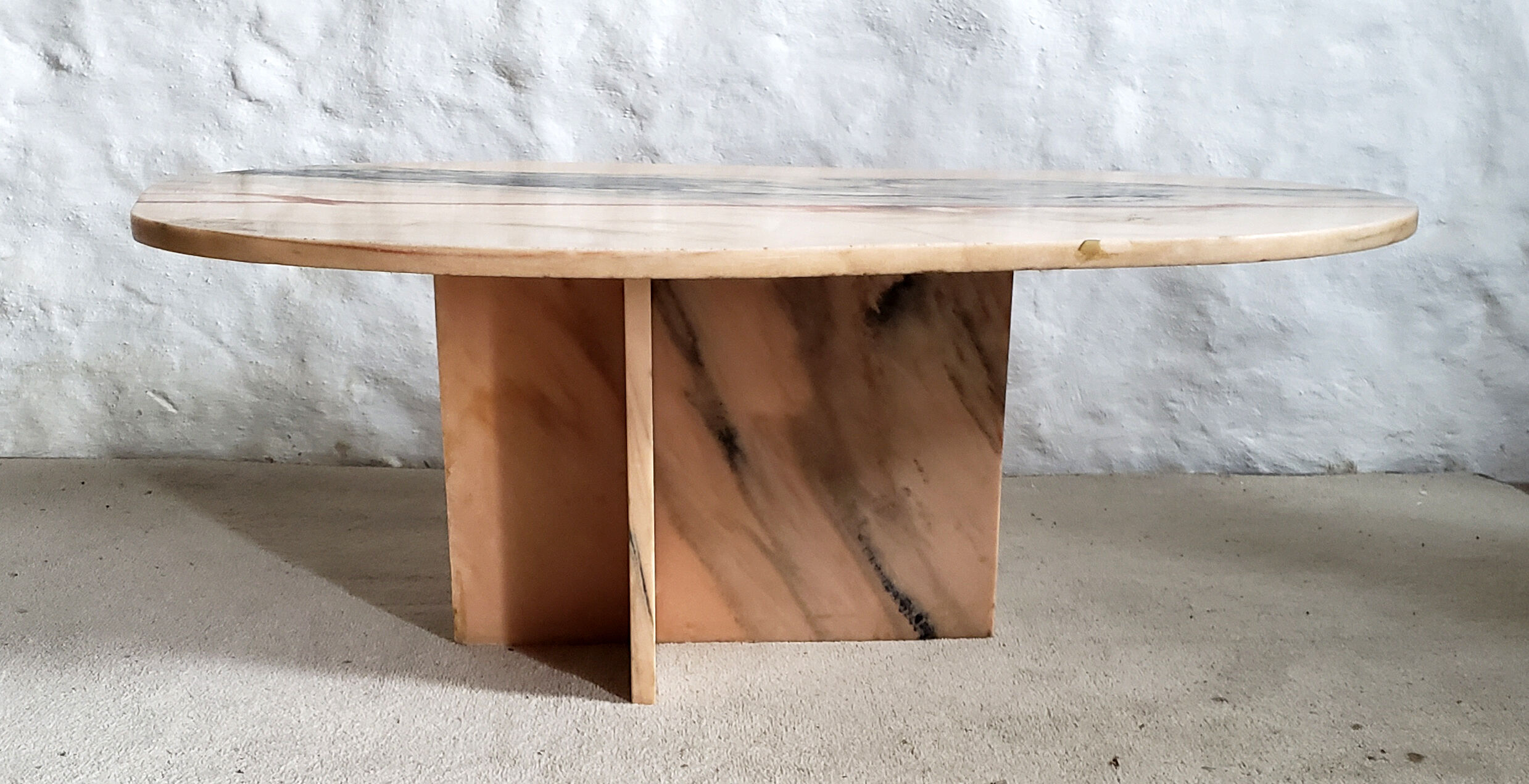 Veined pink marble coffee table
