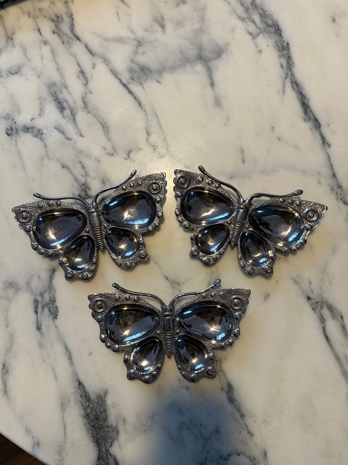Vintage silver-plated butterfly catchall tray