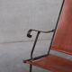 Pair of mid-century leather and metal folding armchairs