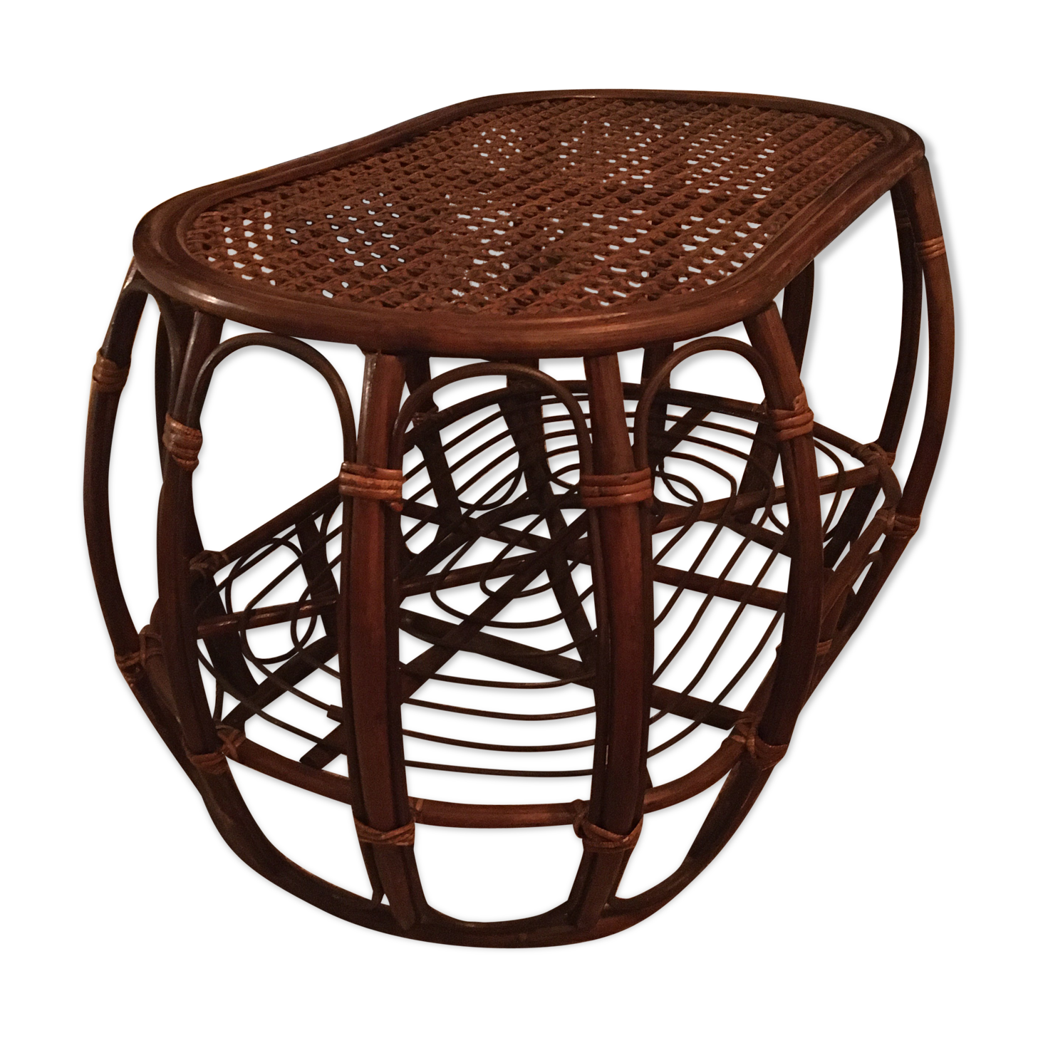 Rattan and caning coffee table