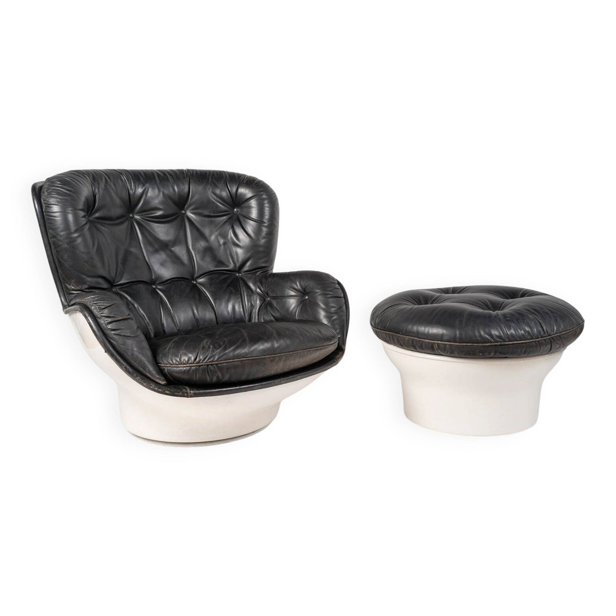 "Karaté" armchair and its ottoman by Michel Cadestin for Airborne, c. 1970