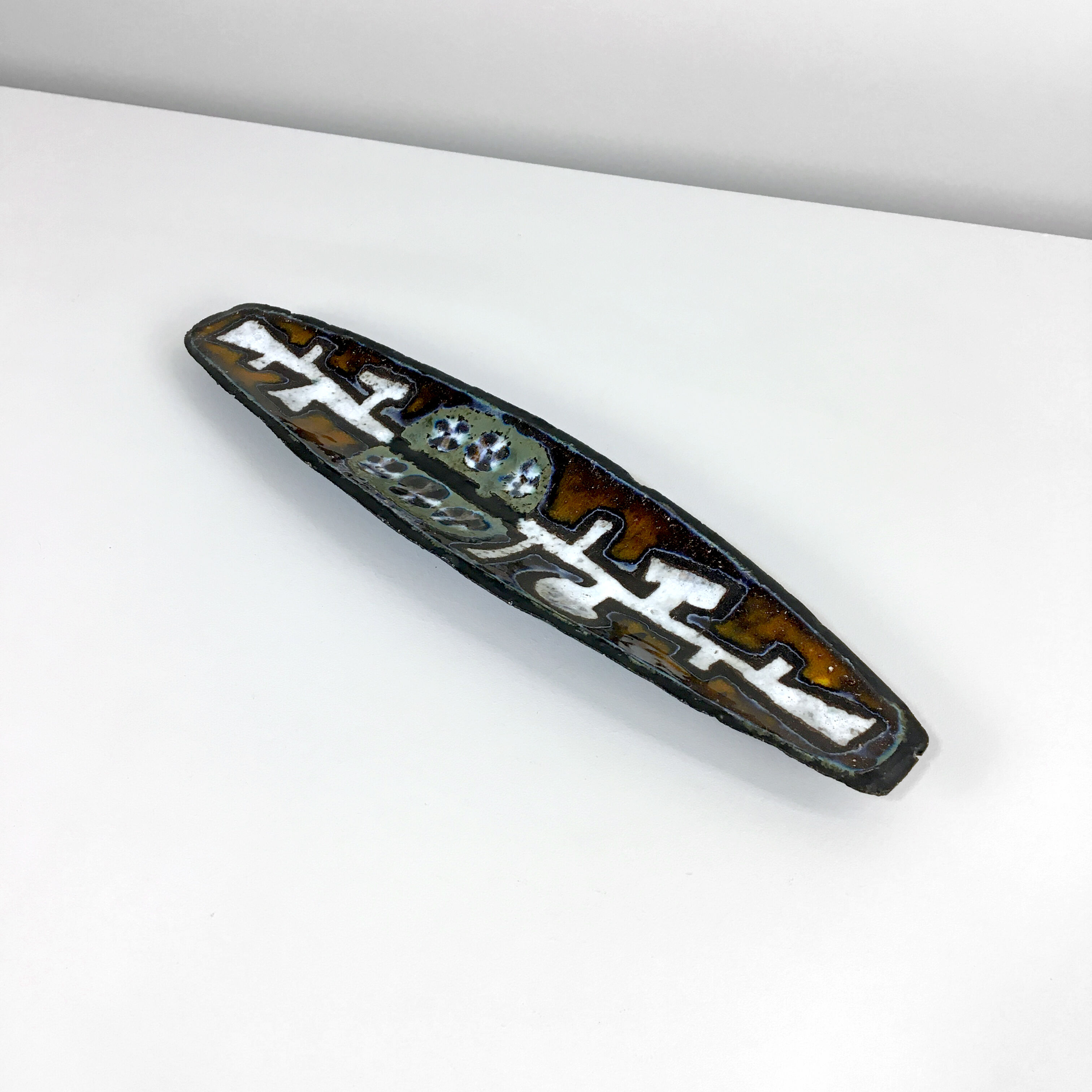 Oblong dish in enamelled ceramic, Jan Nolf, circa 1955