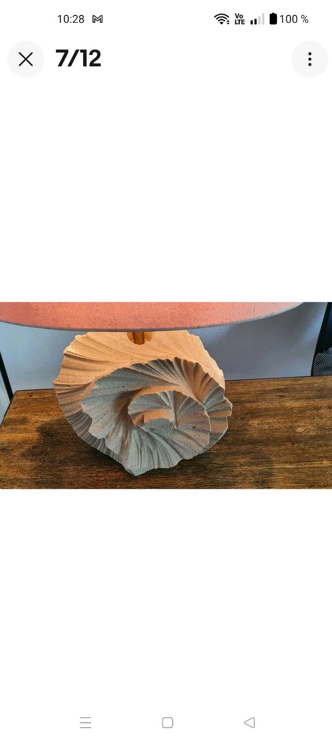 Large 1980s natural stone sculpture lamp.