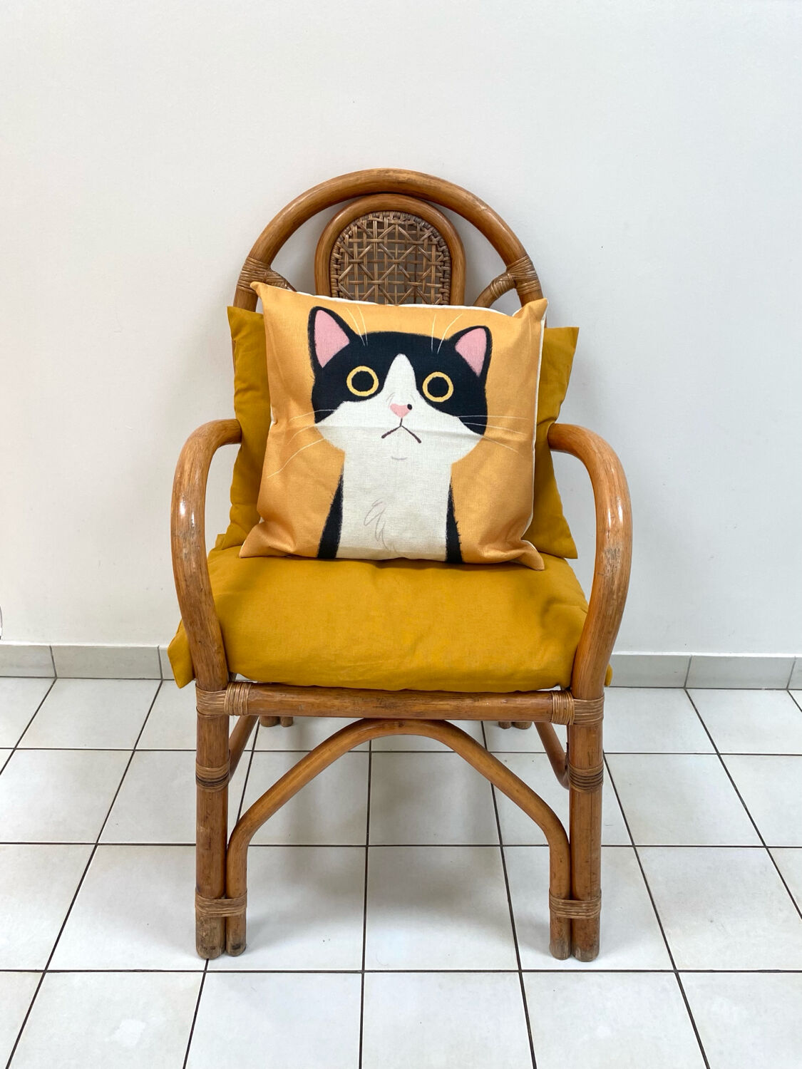 Vintage rattan and bamboo armchair from the 1970s.