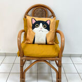 Vintage rattan and bamboo armchair from the 1970s.