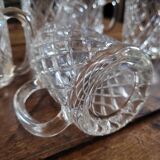 6 mazagrans en verre pressé motif diamant